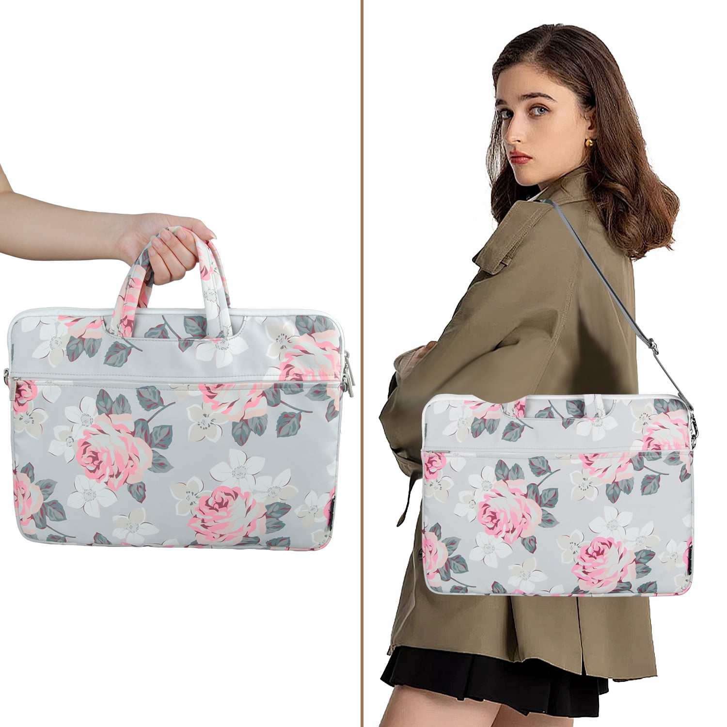 Laptop Tote Bags for Women 15.6 inch Laptop,AILKIN Laptop Sleeve Carrying Case Briefcase Messenger Shoulder Tote Bag Computer Laptop Crossbody Shoulder 16" Laptop Bags for Women,Business,Office,Pink