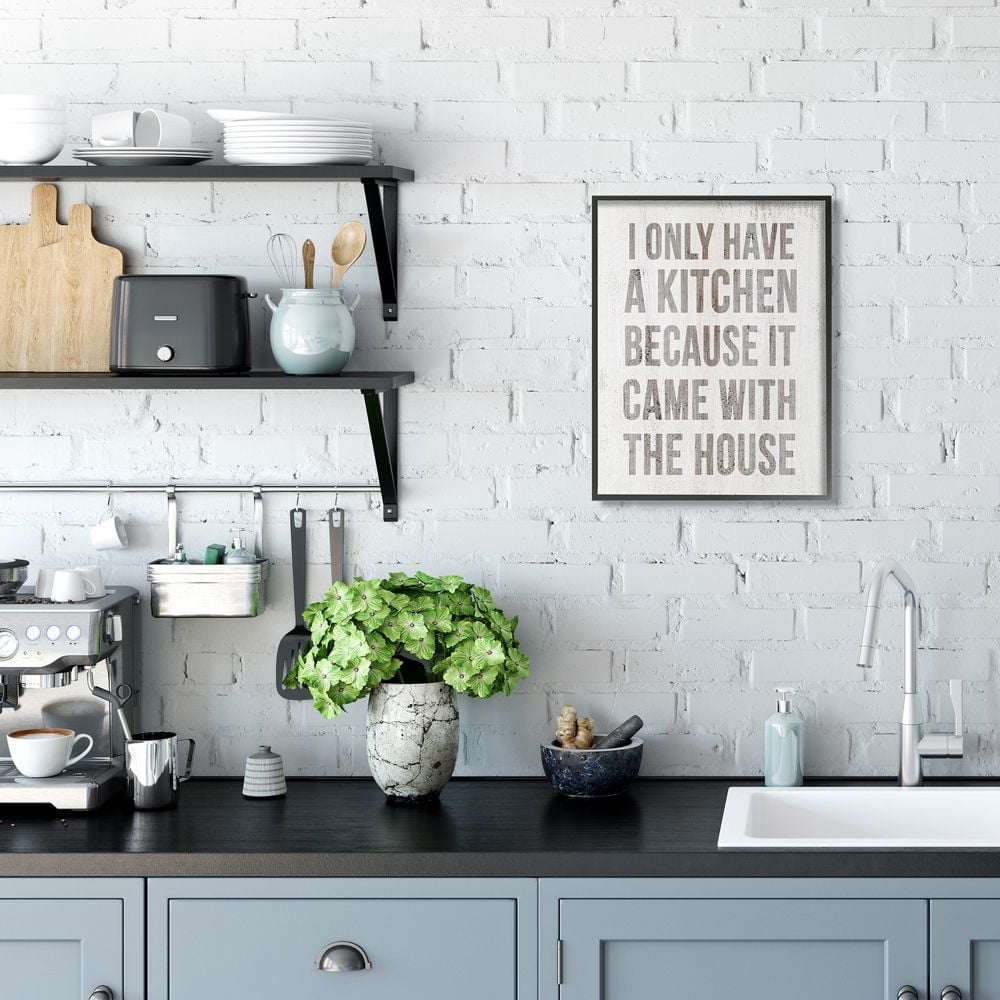 Stupell Industries Funny Kitchen Came with House Quote Cooking Humor Framed Wall Art Design by Daphne Polselli, 16" x 20", Black Framed