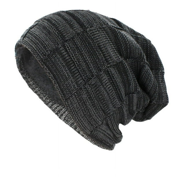 Gorros de invierno cálidos con forro polar para hombre y mujer, gorros unisex de punto con puños.
