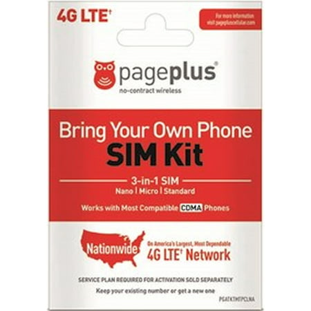 Page Plus Cellular 4G LTE Bring Your Own Device Sim Card Kit 3 in 1 Sims Micro Standard Nano