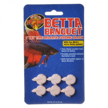 Fish Aquatic Feeder - Zoo Med Aquatic Betta Banquet - 7 Day Betta Feeder .3 oz (6 Pack) - Pack of 4