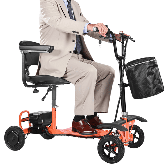 VEVOR 4-Wheel Folding Mobility Scooter for Adults & Seniors, 265LBS Loading Electric Mobility Scooter, All-Terrain Travel Wheelchair with 48V Lithium Battery, 8" Solid Tires & 8° Climbing Capacity