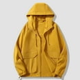 thumbnail image 2 of Timoontee Men's Fashion Jacket Comfy Long Sleeve Hooded Jacket Coat Solid Pocket Full Zip Jacket Fall Casual Fleece Clothes Yellow L, 2 of 9
