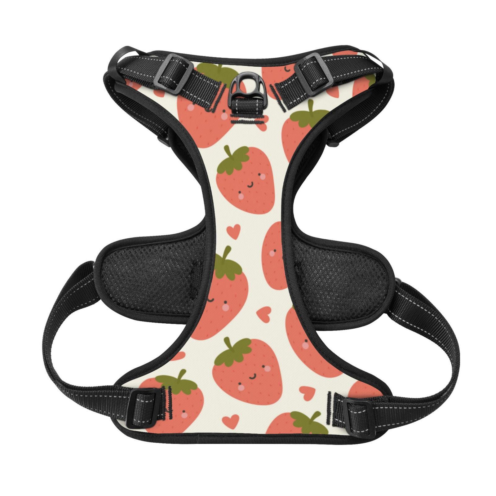 Kdxio Hand Drawn Strawberry Print No Pull Dog Harness Adjustable Reflective Oxford Easy Control Medium Large Dog Harness for Training and Everyday-Small