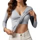 thumbnail image 1 of MHFRRA Camiseta de Manga Larga Suave para Mujer, Sin Costuras, Cómoda, Elástica, Transpirable, Informal, para Entrenamiento, con Sujetador Incorporado Gris, 1 of 5