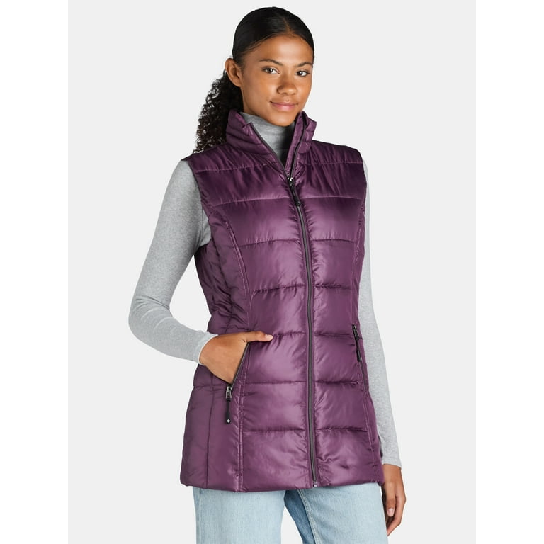 Purple puffy vest deals