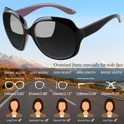 Joopin Polarized Sunglasses for Women, Ladies Wide Frame Sun Glasses UV Blocking (Black Purple)