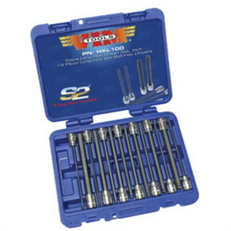 VIM Tools HXL100 14-Piece 3/8" Square Drive SAE Extra Long Hex and Ball Hex Driver Set HXL100-03