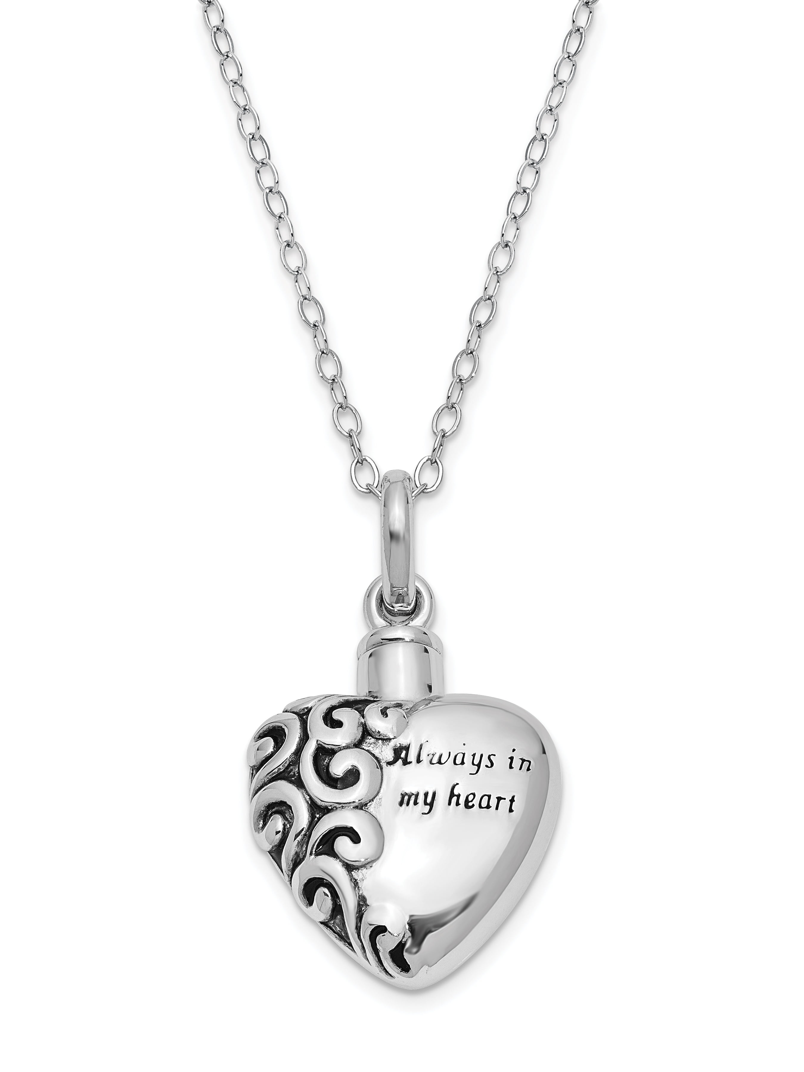 Sterling Silver Antiqued in My Heart Ash Holder 18in Necklace and Pendant