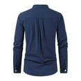 thumbnail image 3 of Men's Clearance Button Down Shirt Casual Regular-Fit Dress Shirts Casual Solid Color Shirt Half Cover Button Collarless Top Long Sleeve Dress Shirts, 3 of 3