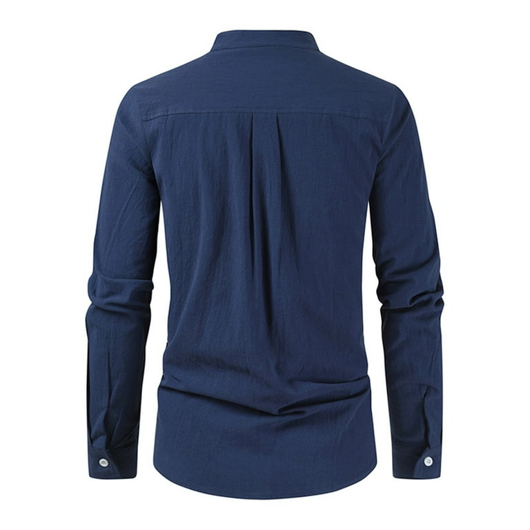 WUWUQF Long Sleeve Mens Big And Tall Shirts, Men's Casual Solid