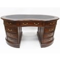 thumbnail image 3 of Crafters and Weavers Legacy Mahogany Wood Leather Top Kidney Desk - Brown Walnut, 3 of 7