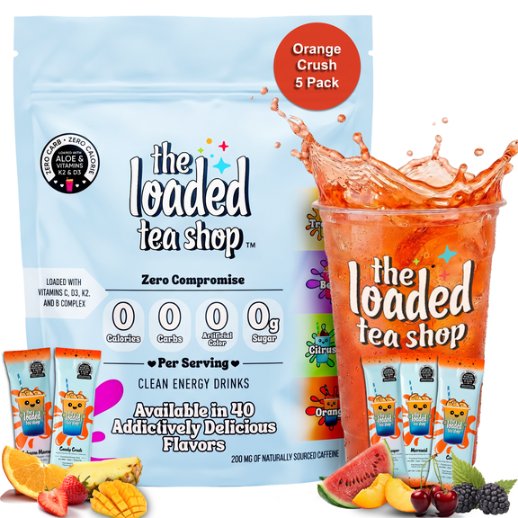 The Loaded Tea Shop Orange Crush Energy Drink Mix Sticks, Sugar Free, 5 Pack