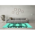 thumbnail image 3 of Ahgly Company Machine Washable Indoor Round Solid Turquoise Blue Modern Area Rugs, 4' Round, 3 of 4
