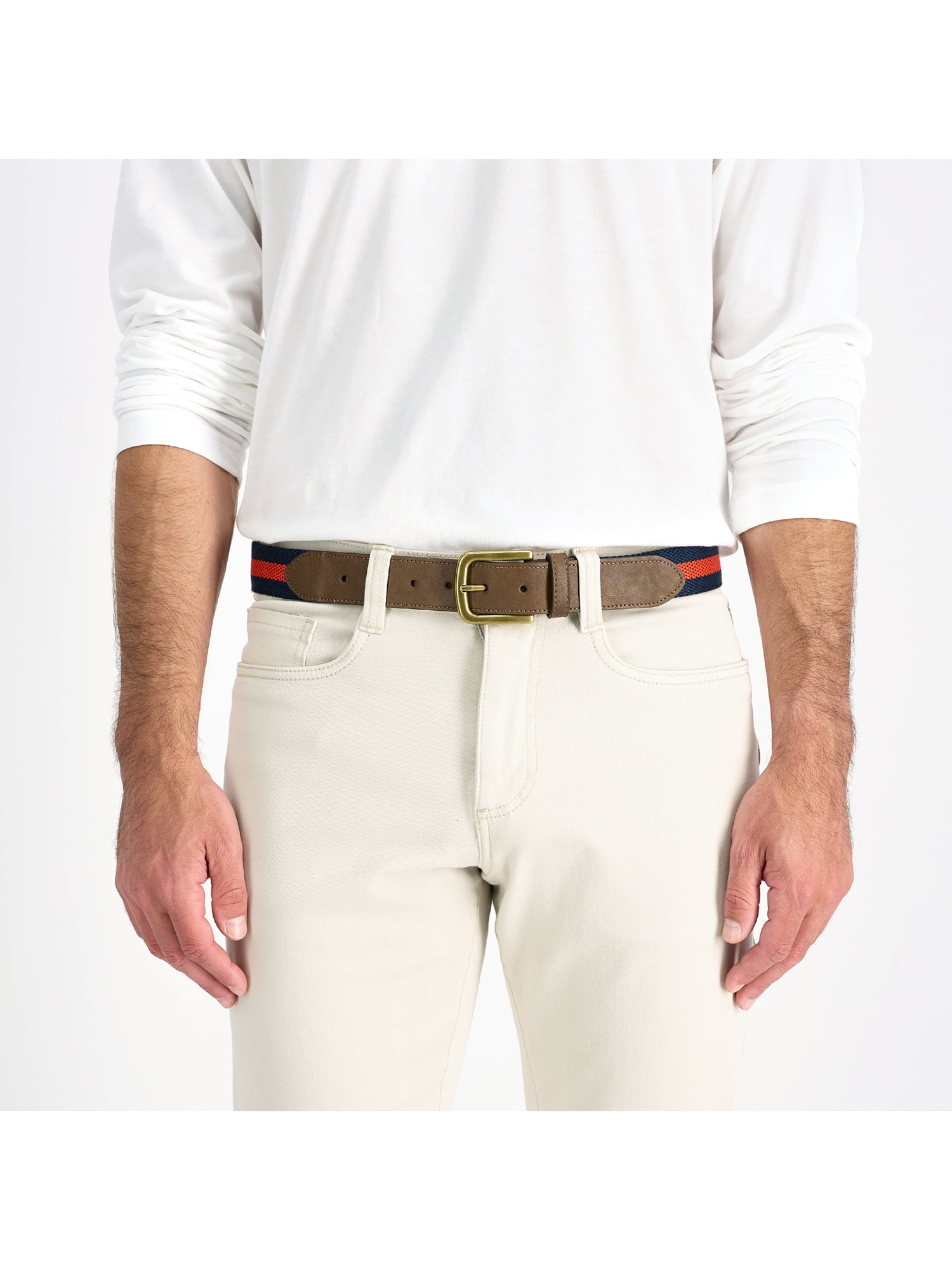 Chaps Men's Striped Web Fabric Belt