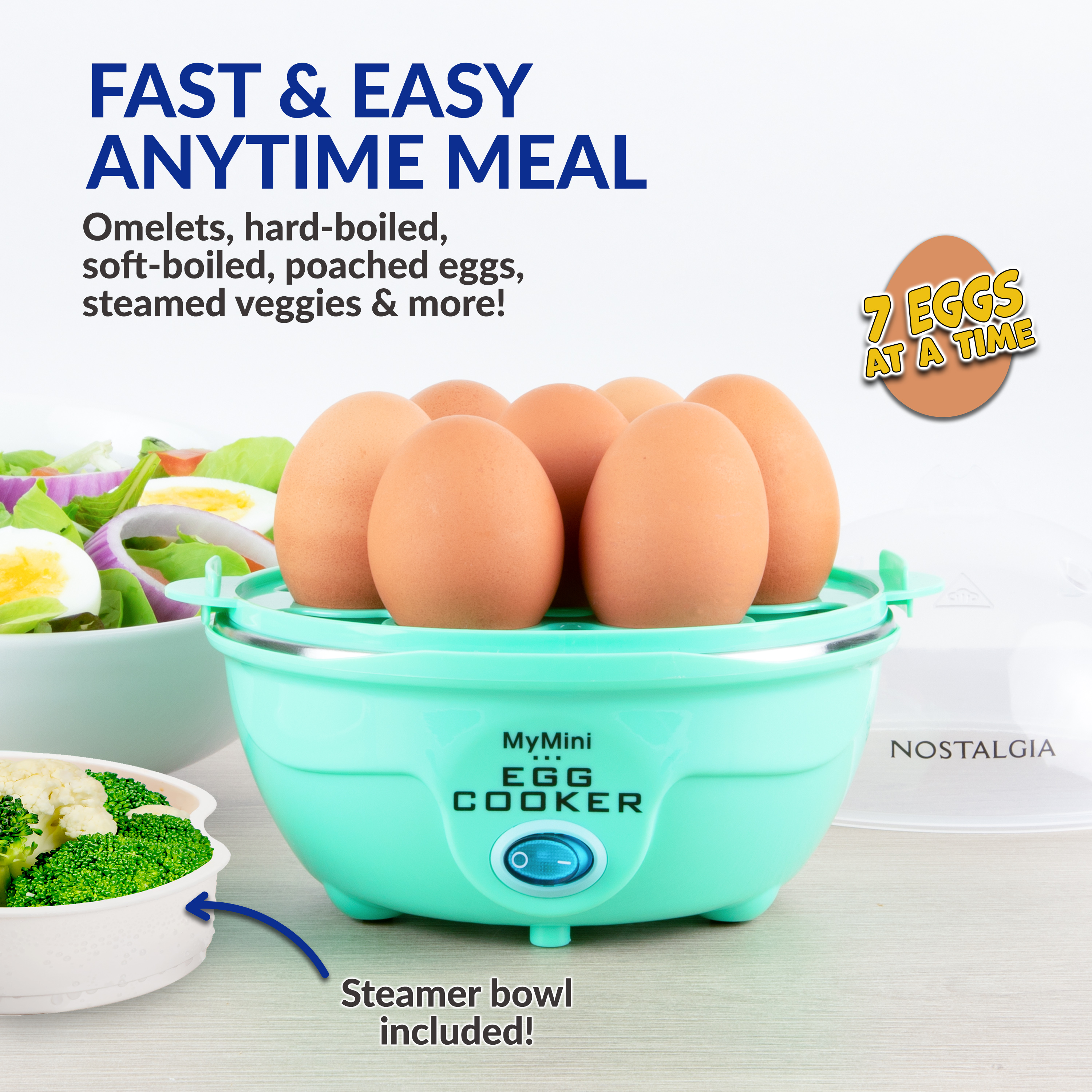 MyMini Premium 7-Egg Cooker, Teal