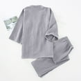 thumbnail image 4 of Mqqzkk Cotton Pajama Set For Mens Front Tie Solid Color Nightwear Two Piece Pajama Set Long Sleeve Pant Sleepwear With Pockets, 4 of 8