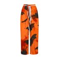 thumbnail image 4 of WXLWZYWL Halloween Pants for Women Women's Comfy Stretch Pants Casual Palazzo Sweatpants Bat Print Drawstring Wide Leg Pant Lounge Elastic Waist Sweatpant, 4 of 5