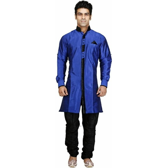 Royal Kurta Men's Silk Blend Jodhpuri Indo Western Sherwani (38, Royal Blue)