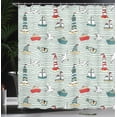 thumbnail image 4 of Ambesonne Lighthouse Shower Curtain, Message Bottle Gulls, 69"Wx84"L, Multicolor, 4 of 5
