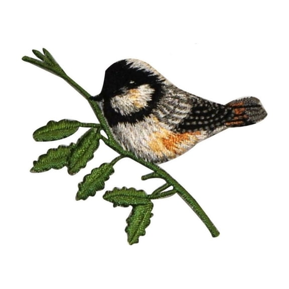 ID 0551 Chickadee Bird Patch Small Swallow Perch Embroidered Iron On Applique