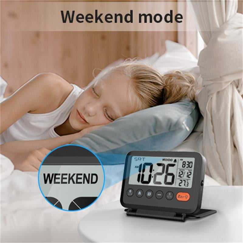NOKLEAD Home Digital LCD Thermometer Clock Fold Mini Travel Clock With Calendar Traveling Alarm Clock Portable Desktop Clock