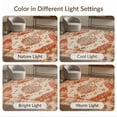 thumbnail image 7 of ODIKA 2'x3' Washable Accent Rug Orange Fall Vintage Boho Farmhouse Terracotta Floral Medallion with Distressed for Bedroom, Nursery, RV, Pet Friendly, Bedside Mat, 7 of 7