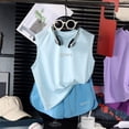 thumbnail image 4 of Girls Athletic Sets Summer Sleeveless Shorts, Toddler Kids Outfit Set 2 Piece Cool Feeling, Blue Size 5-6 Years, 4 of 7