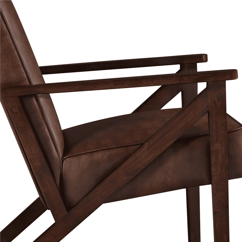 Renwick Faux Leather Armchair for Living Room, Dark Brown