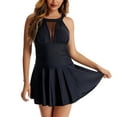 thumbnail image 2 of vigerkar Women's One Piece Swim Dress High Neck Swimsuit Tummy Control Halter Modest Skirt Bathing Suits Long Swimdress Black, XXL, 2 of 3
