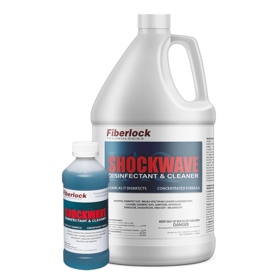 Fiberlock ShockWave Disinfectant Cleaner Concentrate, Clear Blue, 1 Gallon