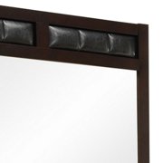 Benjara Rectangular Wooden Frame Mirror with Leatherette Panels, Brown