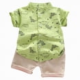 thumbnail image 3 of NOLDARES Toddler Baby Boy Summer Clothes Construction Site Print Tee Elastic Waist Shorts Blazer,12-18 M, 3 of 9
