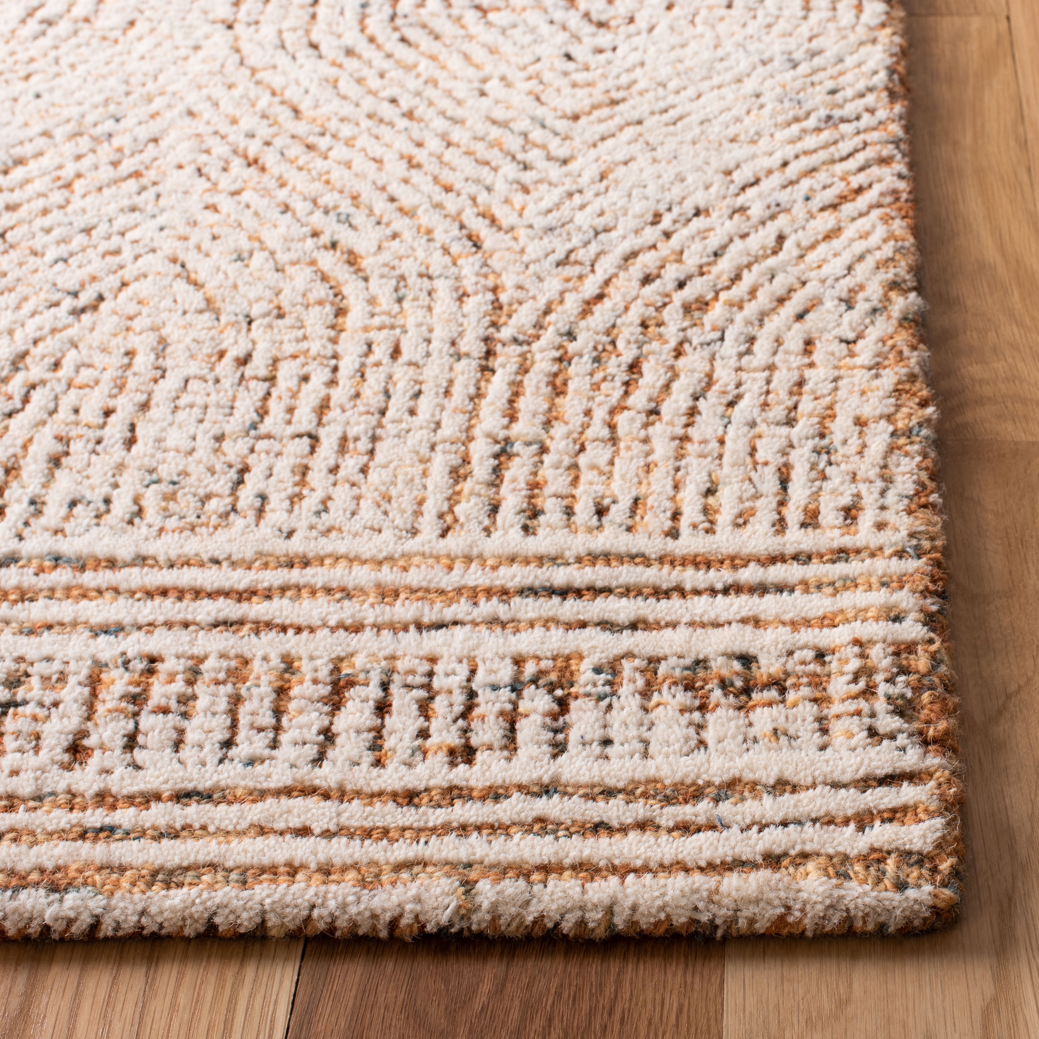 SAFAVIEH Abstract Caelestinus Ogee Wool Area Rug, Ivory/Rust, 10' x 14'