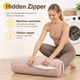 thumbnail image 6 of ROFIEJOX Rectangular Yoga Bolster Pillow, 25" x 12" x 5" Restorative Yoga Cushion with Removable Machine-Washable Velvet Cover and Carry Handle, Pink, 6 of 7
