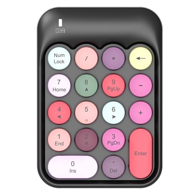 stanreset Wireless Numeric Keyboard 18 Keys Mini Round Keycap 2.4GHz Digital Keypad Replacement Desk Accessories Notebook Colorful Black