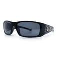 thumbnail image 4 of Locs Mens Skull Arm Thick Temple Wrap Biker Gangster Sunglasses Shiny Black, 4 of 8