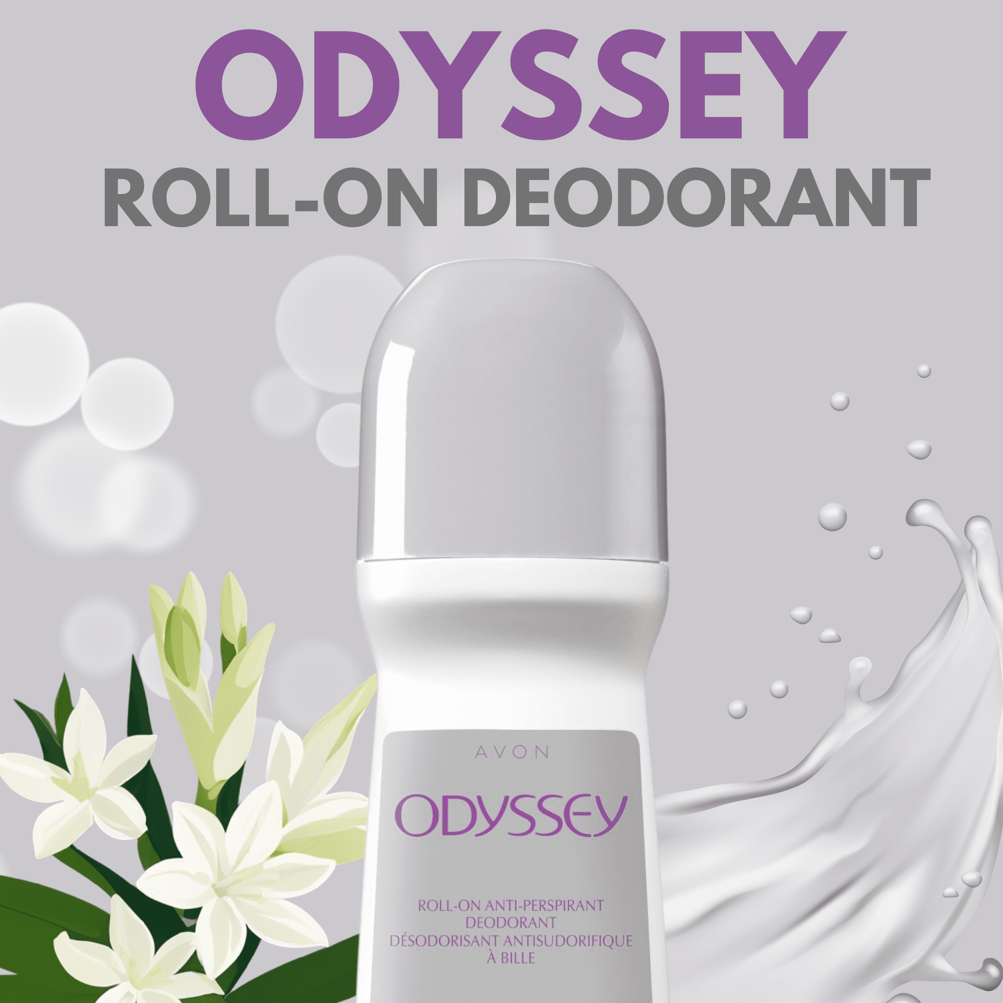 Avon Odyssey Roll-On Antiperspirant Deodorant, 2.6 fl oz Long-Lasting (12-Pack)