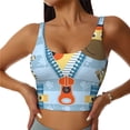 thumbnail image 2 of Picia Giraffe Come Out From Zipper Sports Bra for Women,Padded Strappy Sports Bras Medium Support Yoga Bra with Removable Cups,Running Yoga Bra-XX-Large, 2 of 9