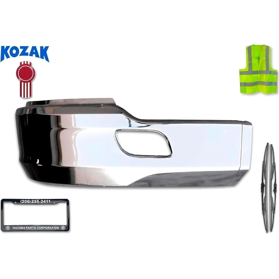 Kozak Steel Chrome Bumper Corner Right Passenger Side with Bracket Compatible with T680 2013-2021
