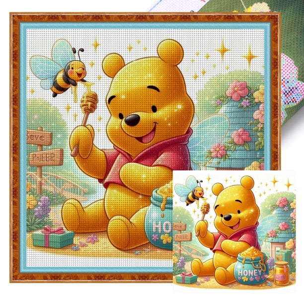 Hilo Algodón Ecológico Bordado 11CT Punto Cruz Winnie The 40x40cm