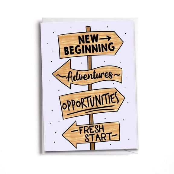 New Beginnings Greeting Card – Inspirational Design with Arrow Signs – Perfect for Celebrations, Graduations, or Fresh Starts – Blank Inside with Envelope Included