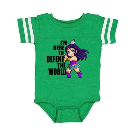 

Inktastic Chibi Warrior - I m Here to Defend The World Gift Baby Girl Bodysuit