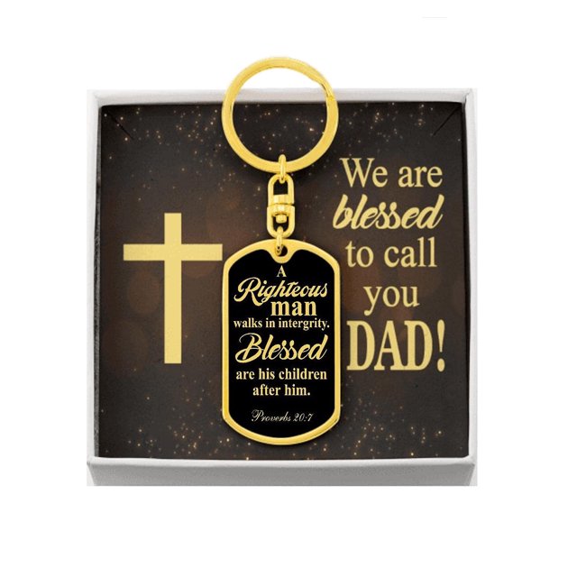 Father's Day Blessed To Call You Dad Message Card Dog Tag Keychain Stainless Steel or 18k Gold
