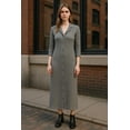 thumbnail image 2 of Women Long Sleeves Button Front Knitted Sweater Maxi Dress With Two Side Pocket., 2 of 4