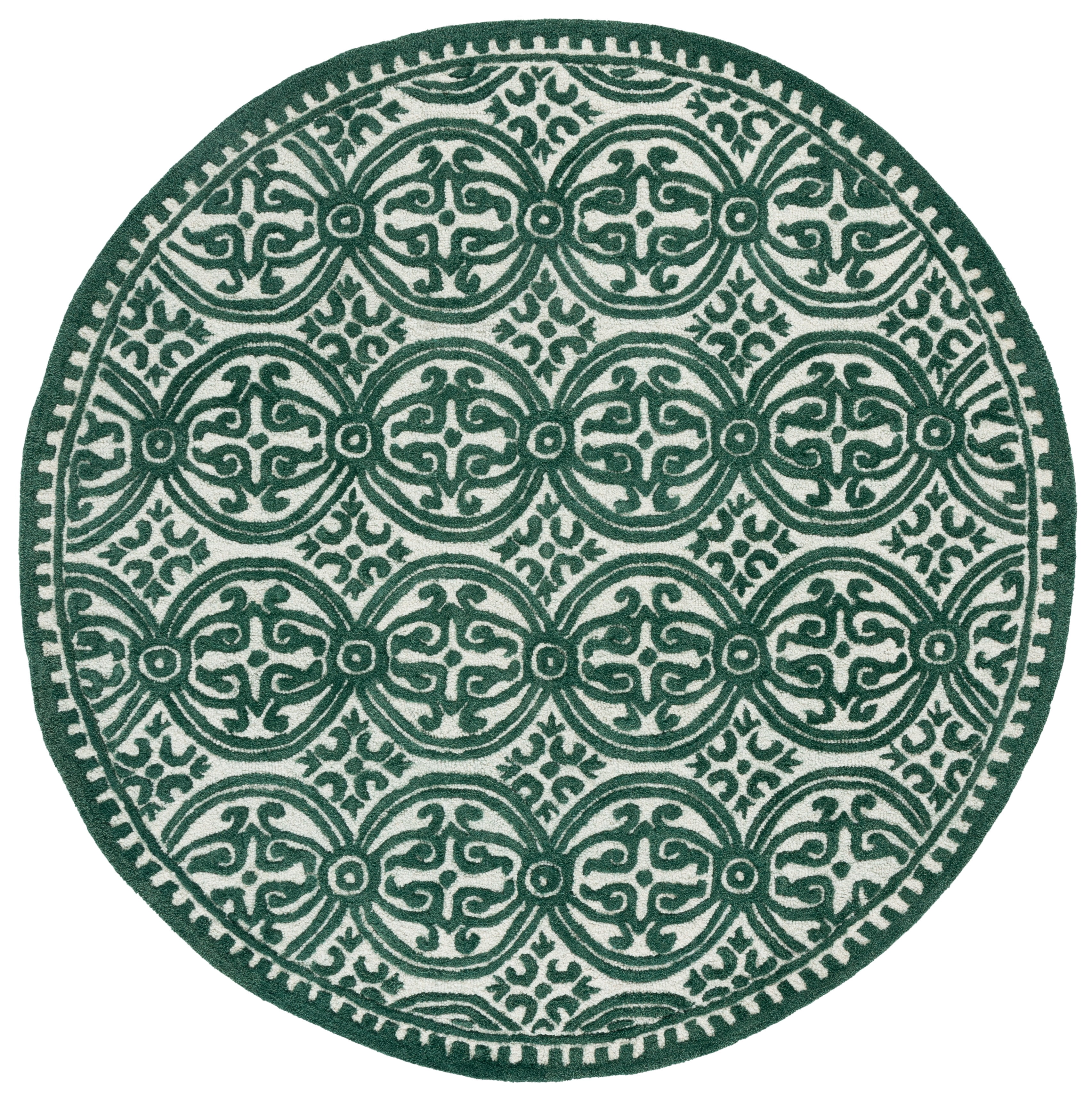 Safavieh Cambridge Leslie Geometric Wool Area Rug, Ivory/Green, 6' x 6' Round