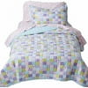 Girls Pretty Patches Stitched Full Queen Quilt Shams Set Patchwork Comforter