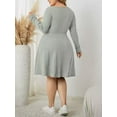 thumbnail image 5 of Sucegi Plus Size Long Sleeve Ribbed Dress - Tie Neck, Waist-Cinching, Vintage Fashion for Women, Winter New Arrivals., 5 of 7