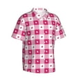 thumbnail image 3 of Xecao Plaid Heart print Hawaiian shirt - a stylish short-sleeve button-down for men, perfect for casual beach and tropical outings., 3 of 9