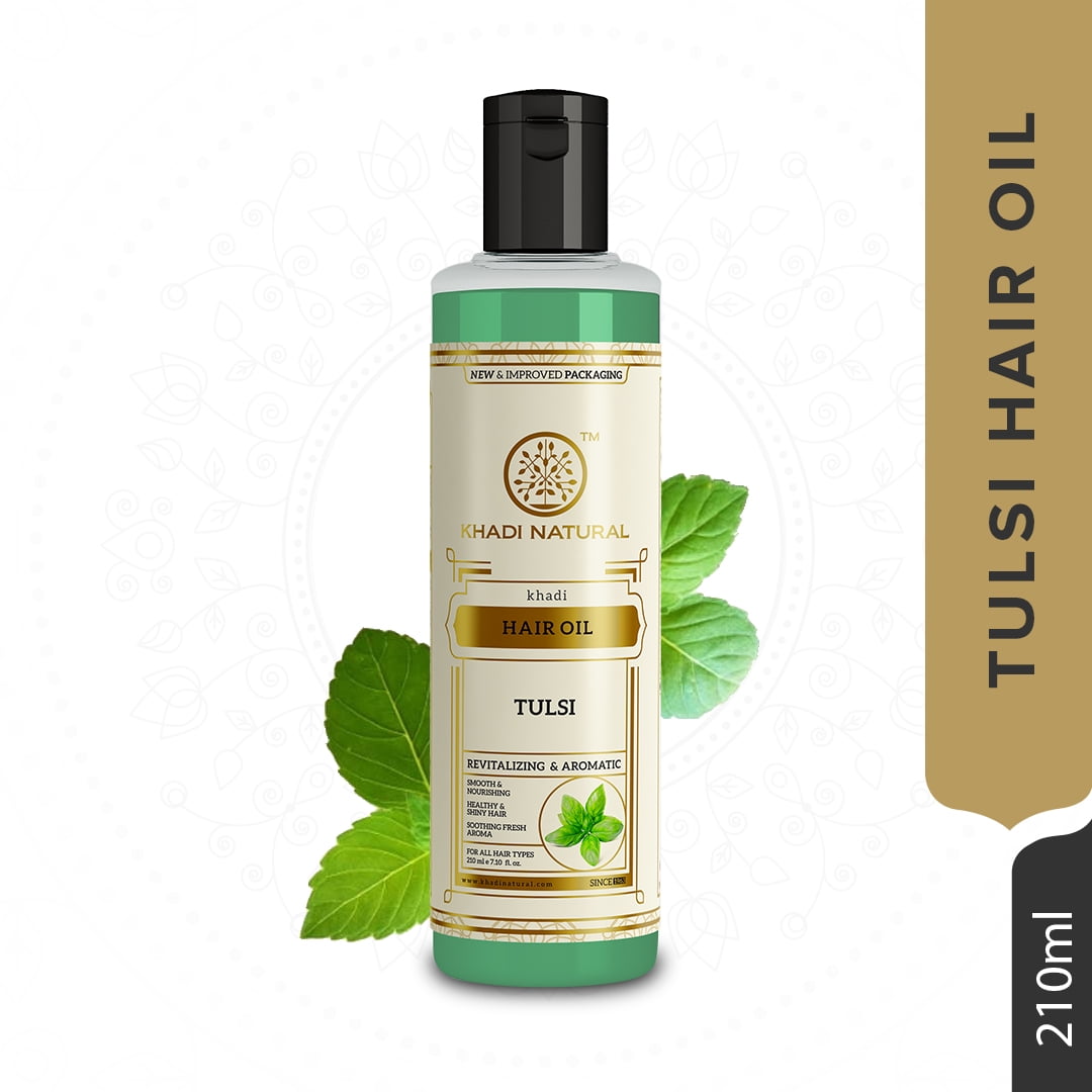 KHADI NATURAL TULSI HAIR OIL FOR Dandruff control , Hair Fall control & Nourishment , 210ml (7 fl oz) KHADI NATURAL TULSI HAIR OIL FOR Dandruff control , Hair Fall control & Nourishment , 210ml (7 fl oz)